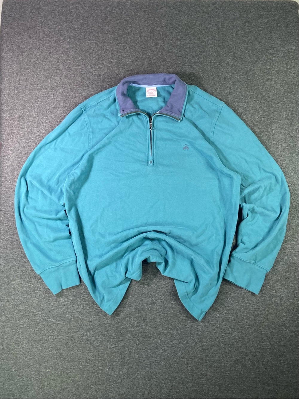 Brooks Brothers 1818 Men's Large 1/4 Zip Pullover Sweatshirt Turquoise Aqua Blue